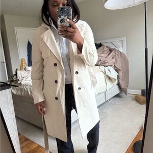 Women's Cream Double-Breasted Coat